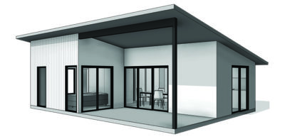 Shed House 45m² Elevation - 700px x 343px