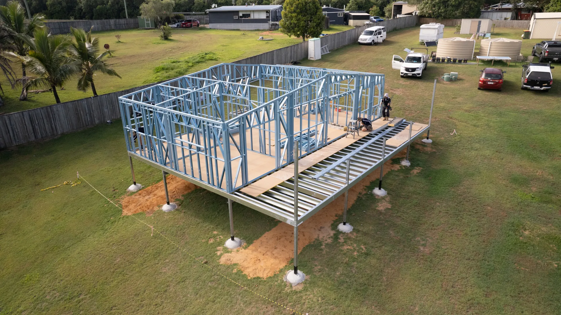 Prefabricated steel framing for an owner-builder granny flat